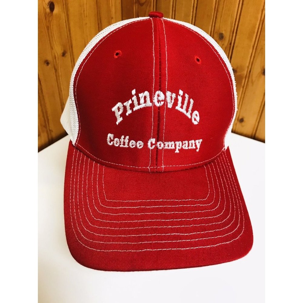 Prineville Oregon Coffee Company Red White Snapback Hat